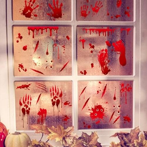 Halloween Horror Prank Stickers Halloween Bloody Footprints Skull Window Floor Decal Wall Door Stickers Party Decorations