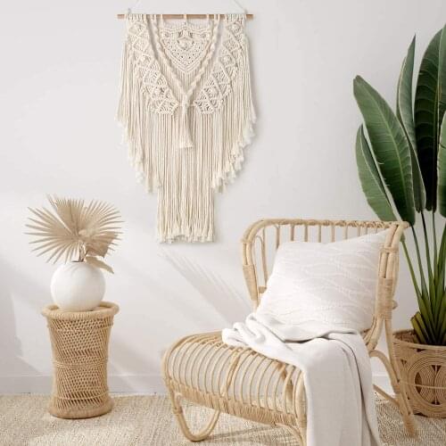 BONTHEE 45 x 78 cm Macrame Wall Hanging Tapestry Handmade Cotton Yarn Can DIY Color Bohemian Style for Wall Home Bedroom
