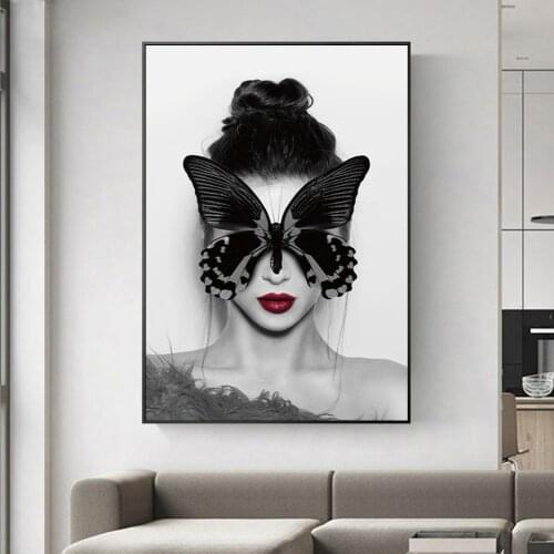 Canvas Painting Woman Body Butterfly Art Posters And Prints Wall Pictures For Living Room Modern Home Decor Wall Art Unstretched