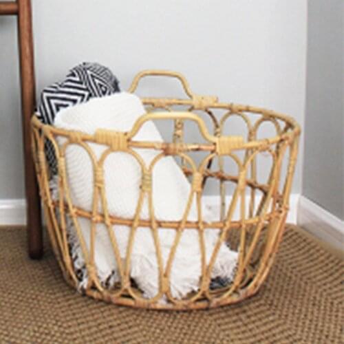 Rattan cane laundry basket wicker basket home storage organizer handcraft fruit tray
