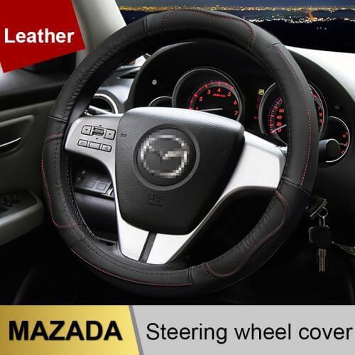 Leather Car Steering Wheel Cover Case for Mazda 2 3 Mazda 6 Axela Atenza CX-3 CX-4 CX5 CX-7 CX-9 2000-2020 Auto Accessories