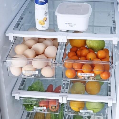 KitchenFridge Organizer Storage Rack Freezer Shelf Pull-out Refrigerator Storage Box Food Preservation Keep Fresh Container