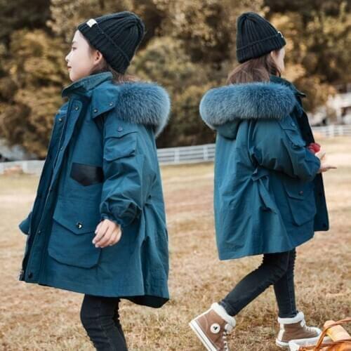 Fashion 2020 Casual Autumn Winter Kids Thicken Jackets For Girls Children Warm Coats Fur Collar Girls Parkas Outerwear Clothes