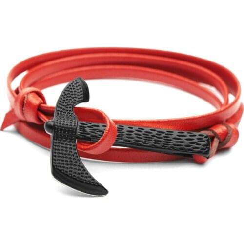 Hot Sale Fashion Axe Head Anchor Bracelets Men Charm Survival Rope Chain Paracord Bracelet Male Wrap Metal Sport Hooks