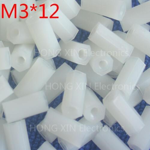 M3*12 12mm 1 pcs white Nylon Hex Female-Female Standoff Spacer Threaded Hexagonal Spacer Standoff Spacer brand new