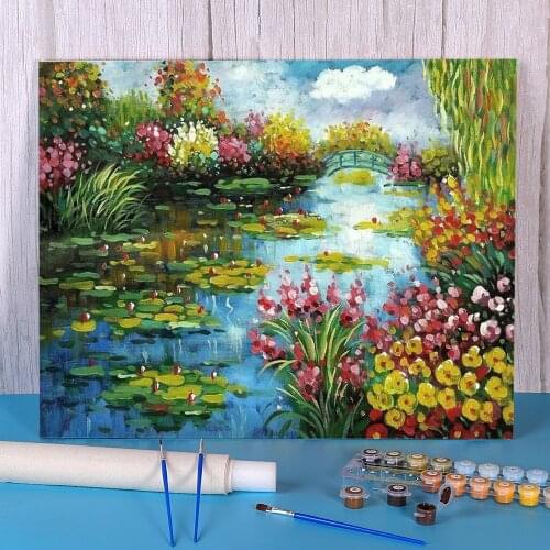 Landscape Flower Painting By Numbers Kit Oil Paints 40*50 Canvas Pictures Handmade For Children Wholesale Wall Handiwork