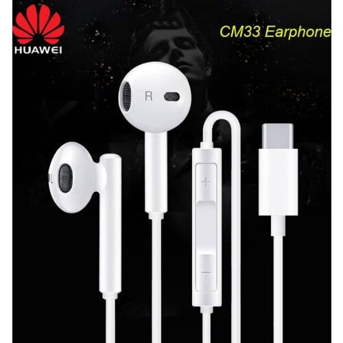Original Huawei CM33 Earphone Type C In Ear Hearphone Mic Headset Mic Volume For HUAWEI P40 P30 Pro Mate 10 20 Pro 20 Nova 7 8