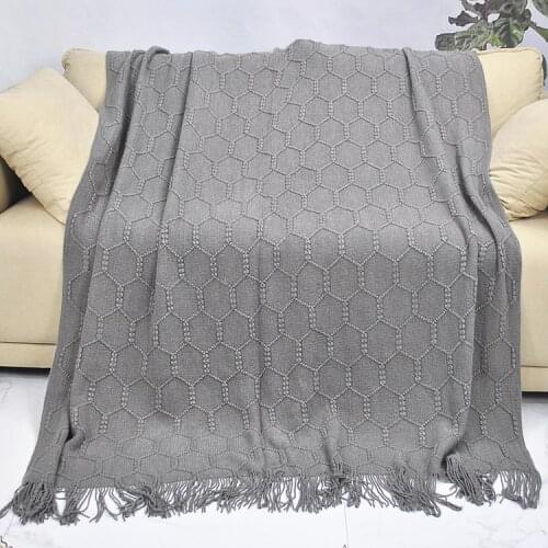 Nordic Bohemian Knitting Tassels Warm Blankets on Beds Solid Color for Baby Soft Sofa Throw Blanket Travel TV Nap Rugs Covers