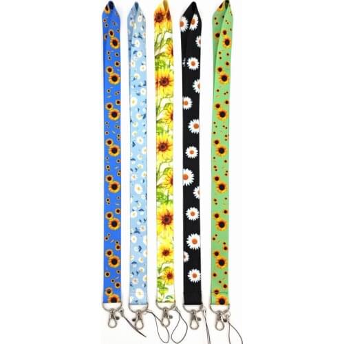 New Fashion little Daisy Women Lanyard Id Badge Holder Keychain ID Card Pass Gym Mobile Badge Holder Key Holder Key Rings