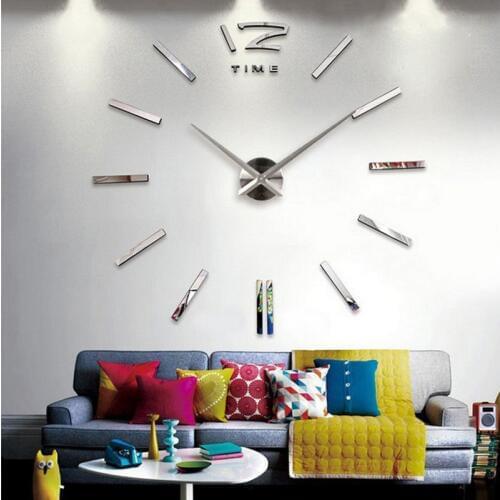 Sale wall clock watch clocks 3d diy acrylic mirror stickers Living Room Quartz Needle Europe horloge