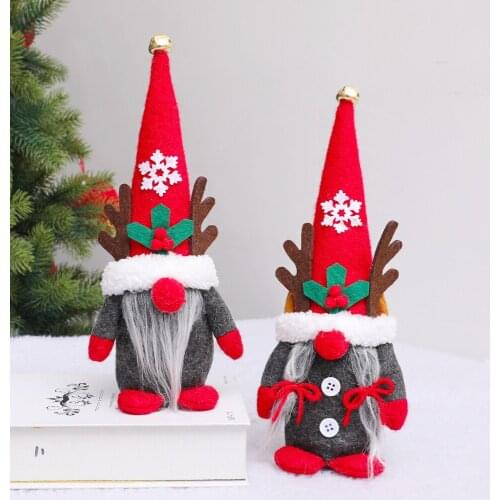 Christmas Decorations Antlers Faceless Doll Home Decor Couples Gnome Doll Ornaments for Wedding Navidad Decoration New Year 2022