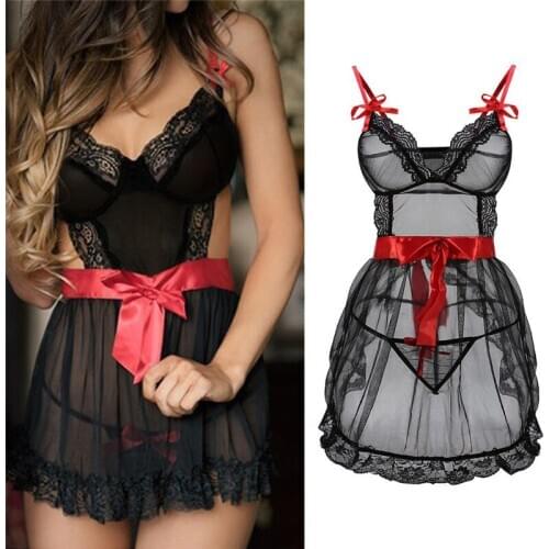 Hot Sexy Women´s Lace Lingerie Nightwear Underwear G-string Babydoll Sleepwear Dress