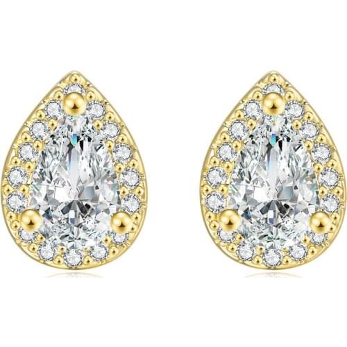 Stud Earrings For Women Cubic Zirconia Rose Gold Color Ear Rings Droplets Jewelry Female Wedding Gift Wholesale E278