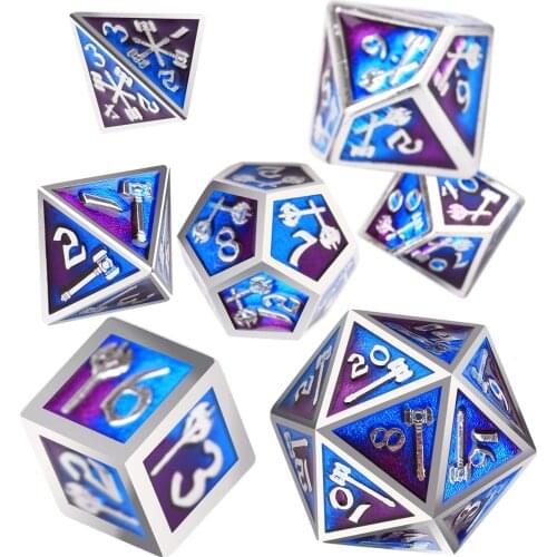 Solid Metal Polyhedral Dice with Bag for Tabletop RPGs Board&Card Games D4 D6 D8 D10 D% D12 D20