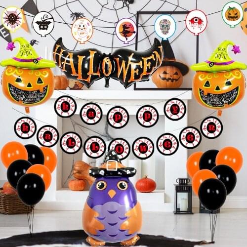Halloween Balloon Party Decoration Arrangement Ghost Package Festival Ghost Skull Pumpkin Bat Aluminum Foil Balloon Wholesale