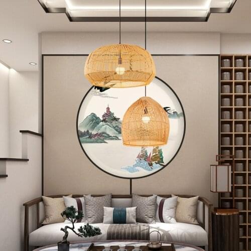 Vintage Chinese Style Pendant LightS Bamboo Handmake Hanging Lamp Nordic Living Room Dining Room Restaurant Cafe E27 Suspension