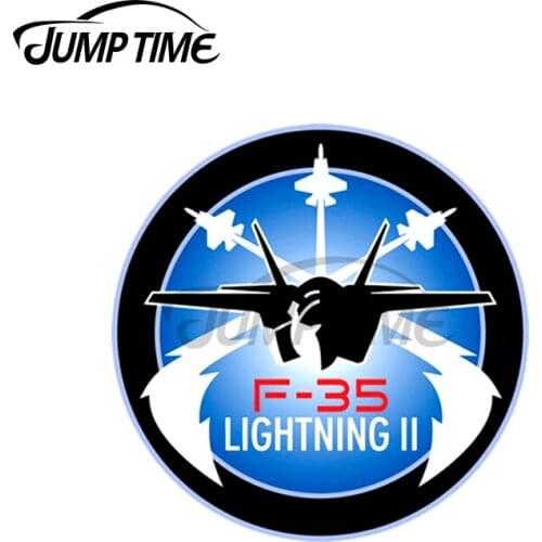 Jump Time 13 x 13cm For F-35 Lightning II Trunk Cartoon Bumper Military Car Stickers Surfboard Waterproof Personality Decal