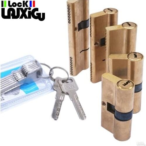 Door Cylinder Biased Lock 65 70 80 90 115mm Cylinder AB Key Anti-Theft Entrance Brass Door Lock Lengthened Core Extended Keys