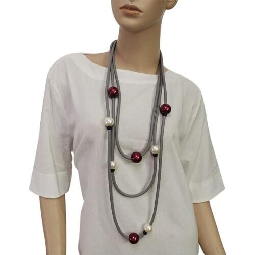 7 Color Long Beaded Leather Rubber Pendant Necklaces For Ladies Gothic Colorful Simple Designer Jewellery Accessories Party Gift