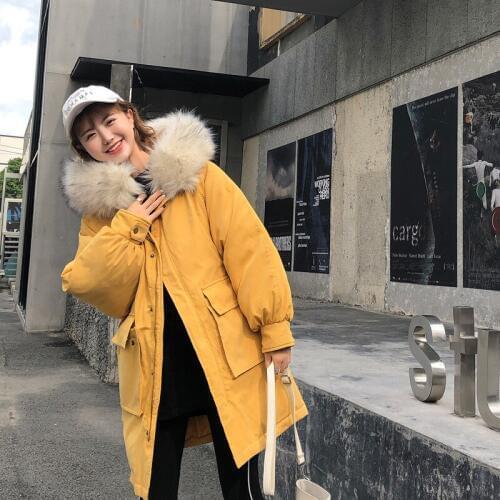Woman 2019 New Pattern INS Loose Coat Winter Thickening Student Long Fund Bread Korean Clothing Easy Cotton-padded Jacket