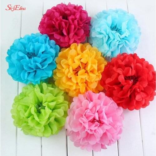 10pcs 6inch Tissue Paper Pompom Pom Poms Wedding Decoration DIY Paper Flower Balls Baby Shower Birthday Party Crafts Supplies 5z