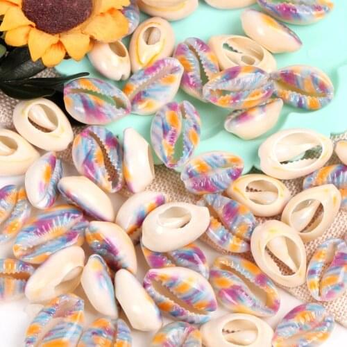 10 Pcs Natural Blue Markings Beach Shell Beads For Jewelry Making 10-20mm Oval Shape Beads Diy Charm Necklace Bracelet Accessory