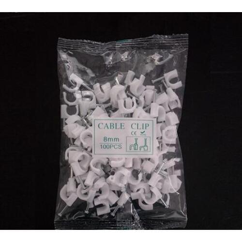 100PCS/bag 8MM Circle Path Circle cable clips cable nail wire clips 8mm cable clips Round white