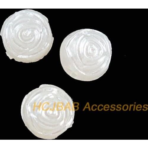 250 New Rose Flower Charms Acrylic Round Spacer Beads White 6mm