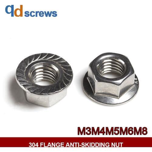 304 316 M3M4M5M6M8 stainless steel flange anti-skidding nut DIN6923 GB6177.1 JIS B 1190.1