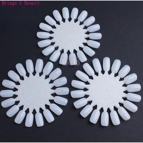 6 pcs / lot Oval False Nail Display Swatches Wheel with 18 Color Tip Sticks Practice Chart Board Sunflower Shape Nail Art Tools
