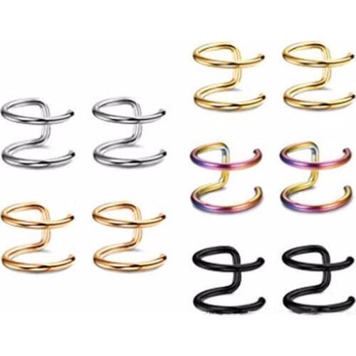 EAR CUFF Ear Clip Round Helix Cartilage Ear Ring Fake Clip On Cuff Wrap Upper Closure Ring 316L Stainless Steel Gold 60pcs