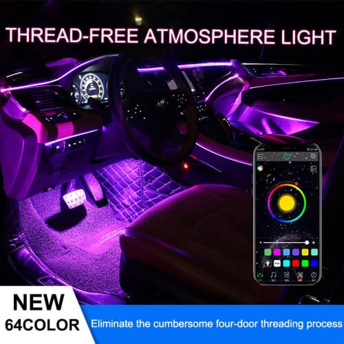 64color Led Car Ambient Lights Optical Fibre Wireless No Threading For Mercedes Bmw E90 E46 E60 F10 F30 Golf 7 Passat B6 Golf 4