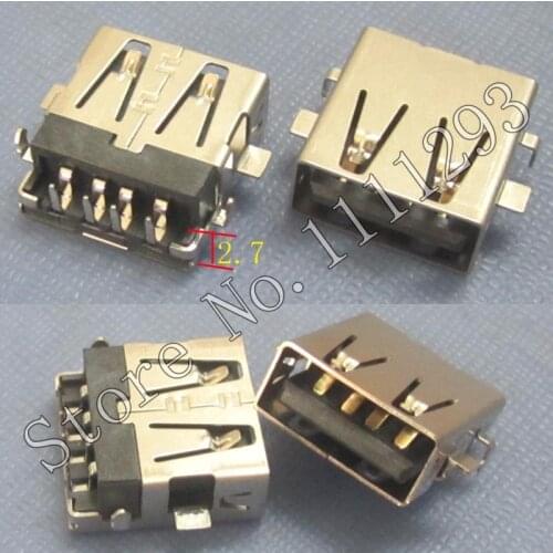 10pcs/lot 2.0 USB Jack Socket Connector for Lenovo ThinkPad T440p USB2.0 Port , PCB to Top H 2.7mm