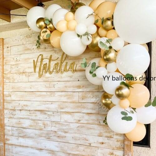 96pcs Latex Balloons Wedding Party Balloon Chain Macaron White Garland Metal Gold Balloon Birthday Party Bride to be Decor