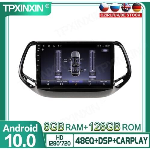 6+128GB Android 10.0 For JEEP Commander 2016-2019 Car Multimedia Player GPS Navigation Headunit Radio Audio Stereo Tape Recorder