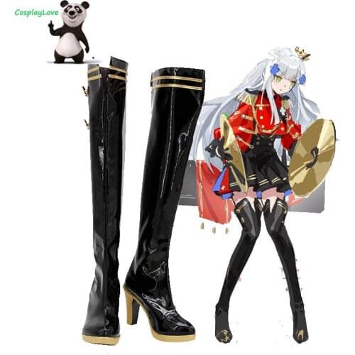CosplayLove Girls Frontline HK416 Black Shoes Cosplay Long Boots Leather Custom Hand Made For Halloween Christmas