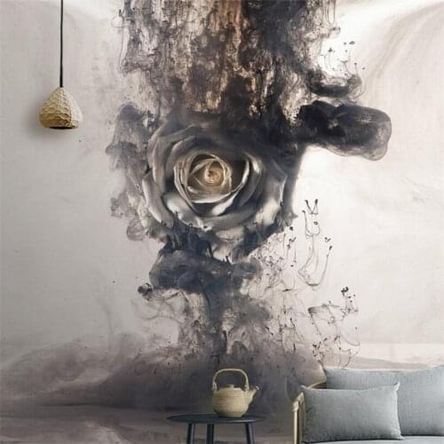 Beibehang Home Decorative Wallpaper European Creative Hand Painted Smoke Rose Background Wall mural 3d wallpaper papel de parede