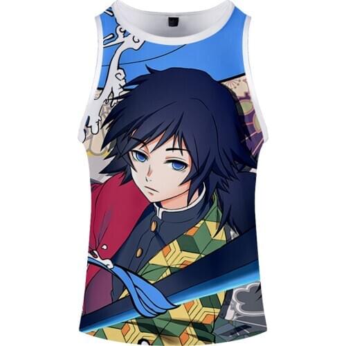 Demon Slayer Printing Leisure Sports Breathable Muscle Vest Around