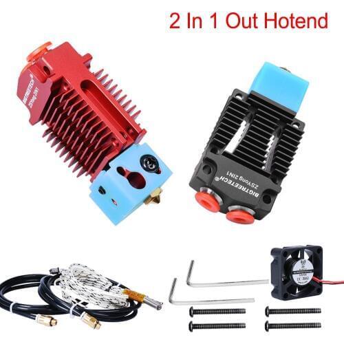 2 IN 1 Out Hotend J-head Extruder 3D Printer Parts Bowden Extruder Multi-Color 12V/24V 1.75MM Filament Cooling Fan VS V6 Hotend