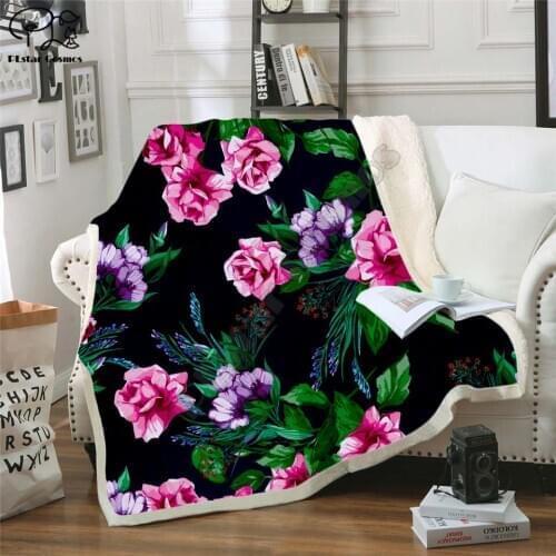 Fresh flowers Fleece Blanket 3D full printed Wearable Blanket Adults/kids Fleece Blanket drop shippng style-4