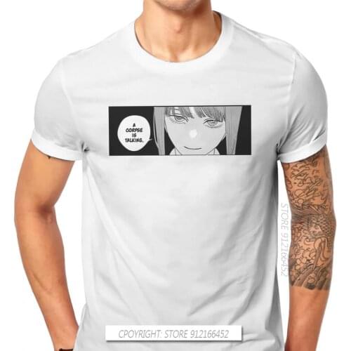Chainsaw Man Denji Manga A Corpse Is Talking T Shirt Classic Punk Summer Big Size Pure Cotton Mens Tees Harajuku O-Neck TShirt