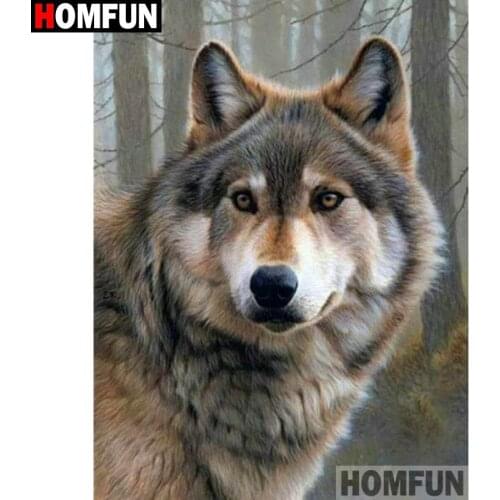 HOMFUN Full Diamond Embroidery "Animal wolf" Diamond Painting Cross Stitch Patterns Rhinestone Unfinished Home Decor A19948