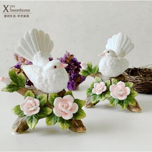 Ceramic bird ornaments and peace bird decoration ornaments couple wedding gifts pastoral home desktop ornaments