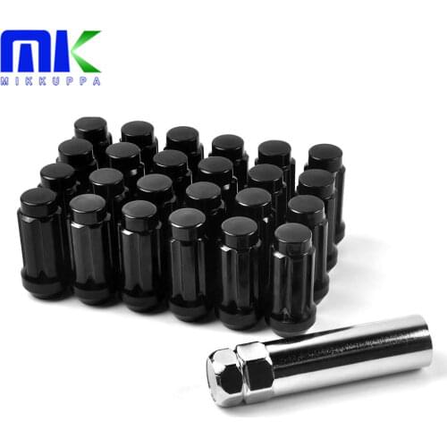 M14x1.5 Wheel Lug Nuts 24pcs Black 14x1.5 Lug Nut Spline for Chevy Suburban 1500, Chevy Avalanche 6 Lug Aftermarket Wheel