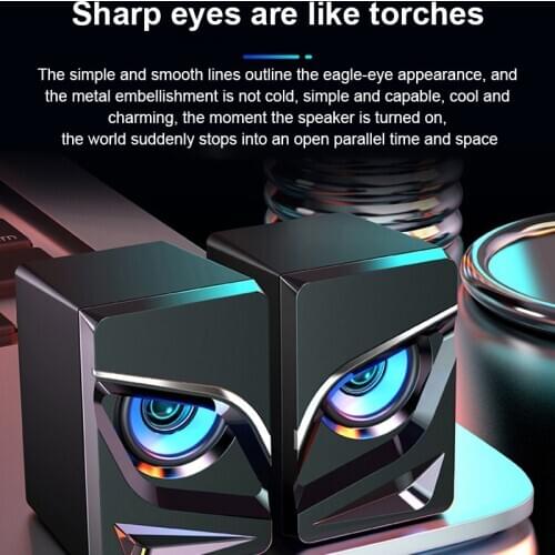 Computer Speakers With Subwoofer Wired Speakers PC LED Colorful Light USB Loudspeaker Home Theater System Stereo SoundBar