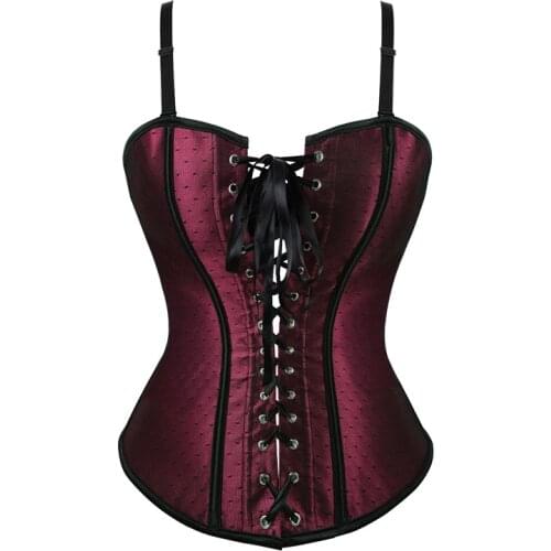 Cleavage Corset Sexy Woman Bustier Front Lace Up Corset Body Shaper Underwear Polka Dot Lingerie Bustier with Garter Belts