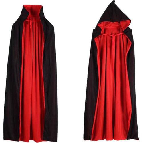 Halloween Vampire Death Witch Costume Cosplay Cloak Props Double-layer Childrens Adult Makeup Party Supplies-Red + Black