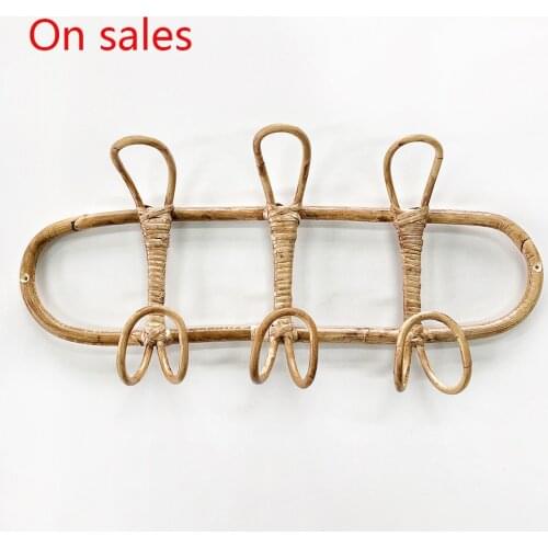 Coat hooks Natural handmade rattan wall hook wall hanger
