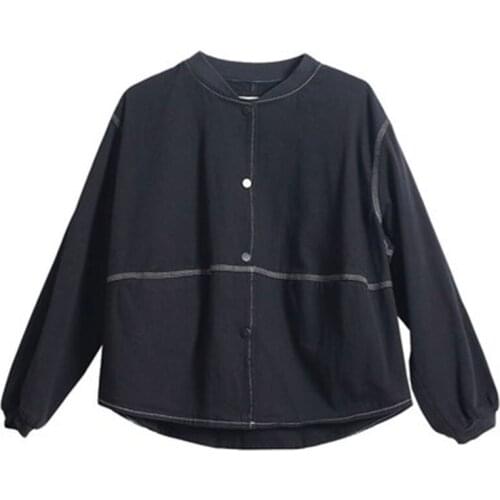 Casual Single Breasted Solid Jackets New Spring Autumn Arts Style Women Long Sleeve Loose Black Short Coats All-Matched