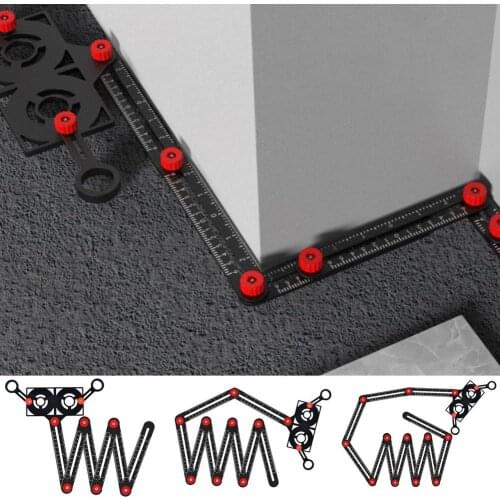 6/9/12-fold Ruler Multi Angle Measuring Ruler Tool Tile Hole Punch Guide Locator Aluminium Alloy Angle Ruler Finder Measuring Ru